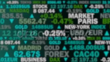 股票市场指数和真实利率的绿色和模糊-动画
